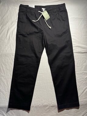 H&M Men's Black Regular Fit Cotton Twill Pull-on Pants Size XL NWT